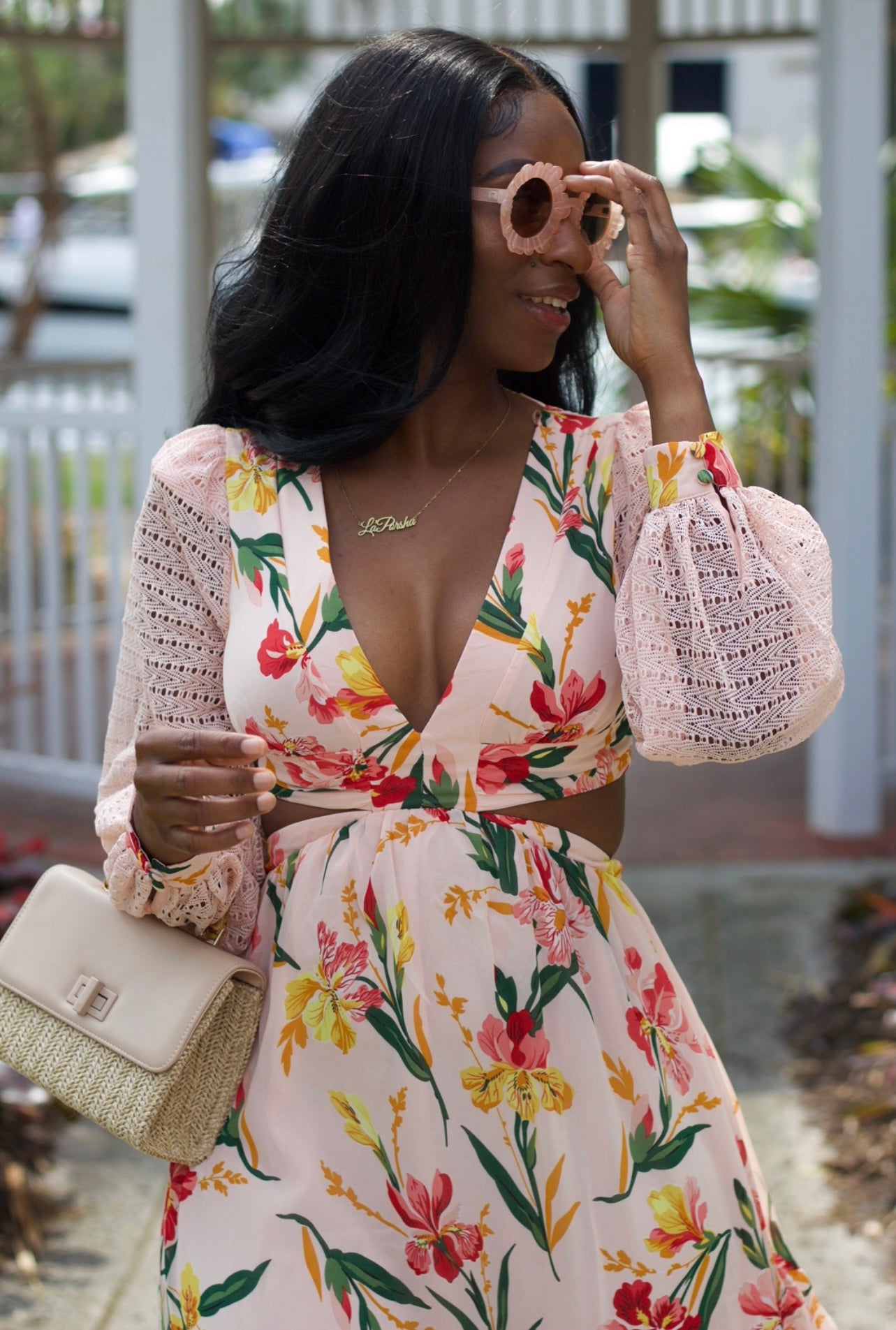 She's Blooming Floral Cut-Out Maxi Dress