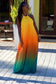 Sunset Beauty Ombre Backless Maxi Dress