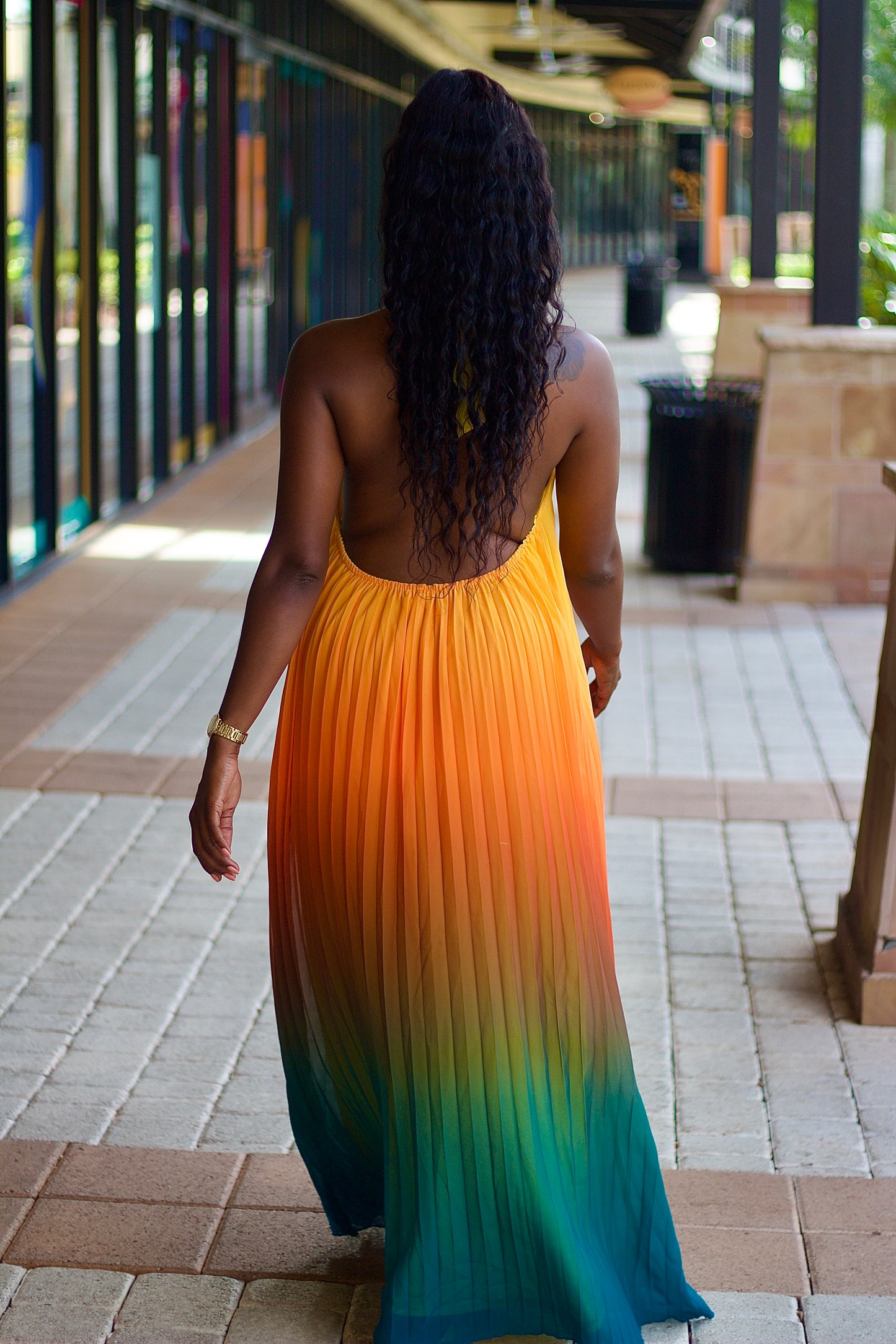 Sunset Beauty Ombre Backless Maxi Dress